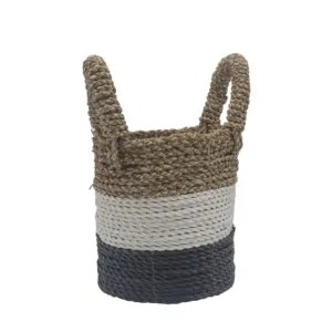 Seagrass Basket Set – Dark Grey / White / Natural | www.artisangoods.co.uk 2
