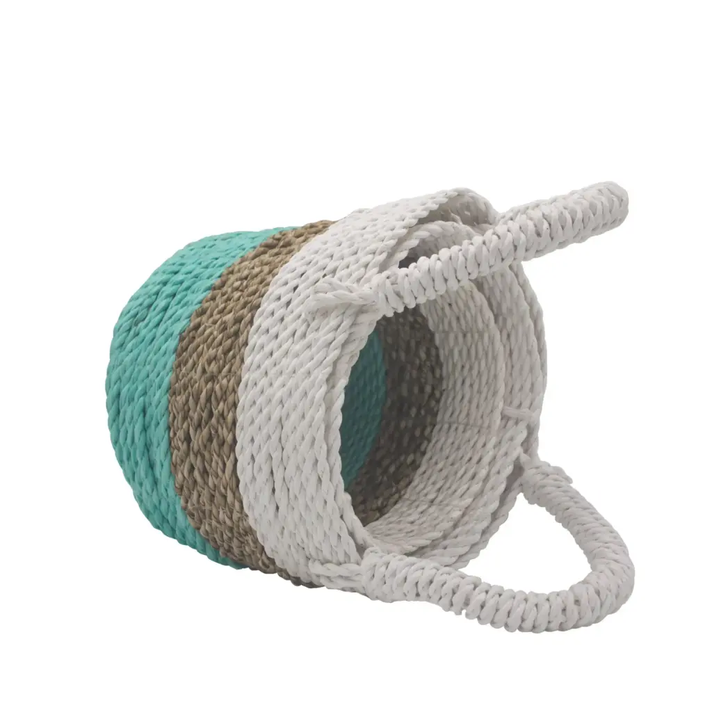Seagrass Basket Set – Green / Natural / White | www.artisangoods.co.uk 5