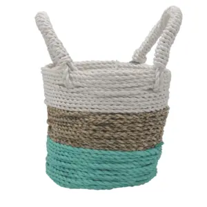 Seagrass Basket Set – Green / Natural / White | www.artisangoods.co.uk 2
