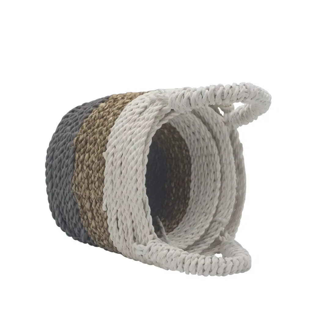 Seagrass Basket Set – Grey / Natural / White | www.artisangoods.co.uk 5