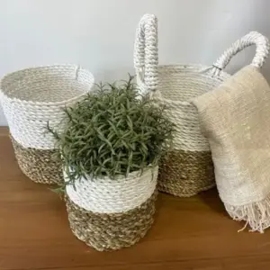 Seagrass Basket Set – Grey / Natural / White | www.artisangoods.co.uk 7