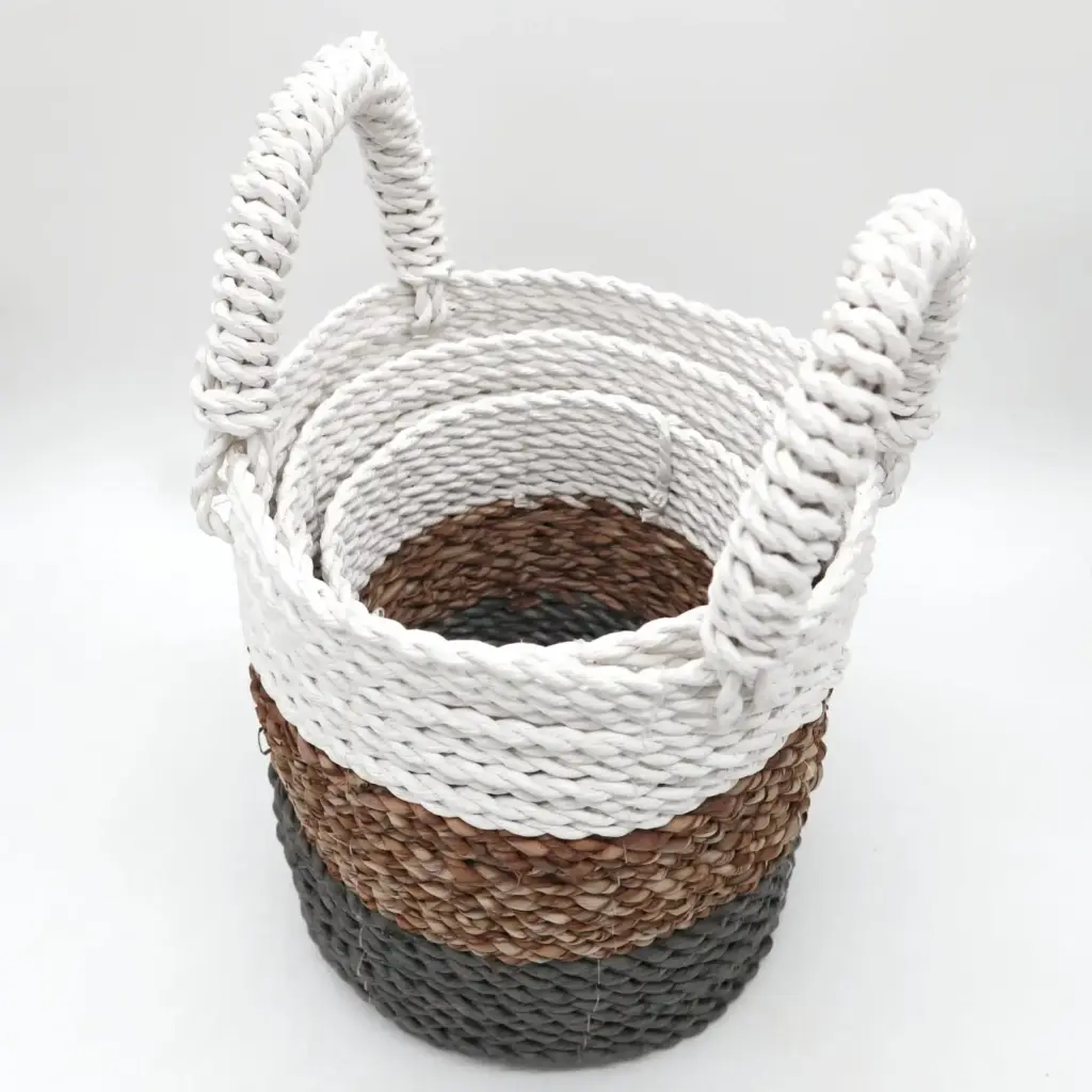Seagrass Basket Set – Grey / Natural / White | www.artisangoods.co.uk 4