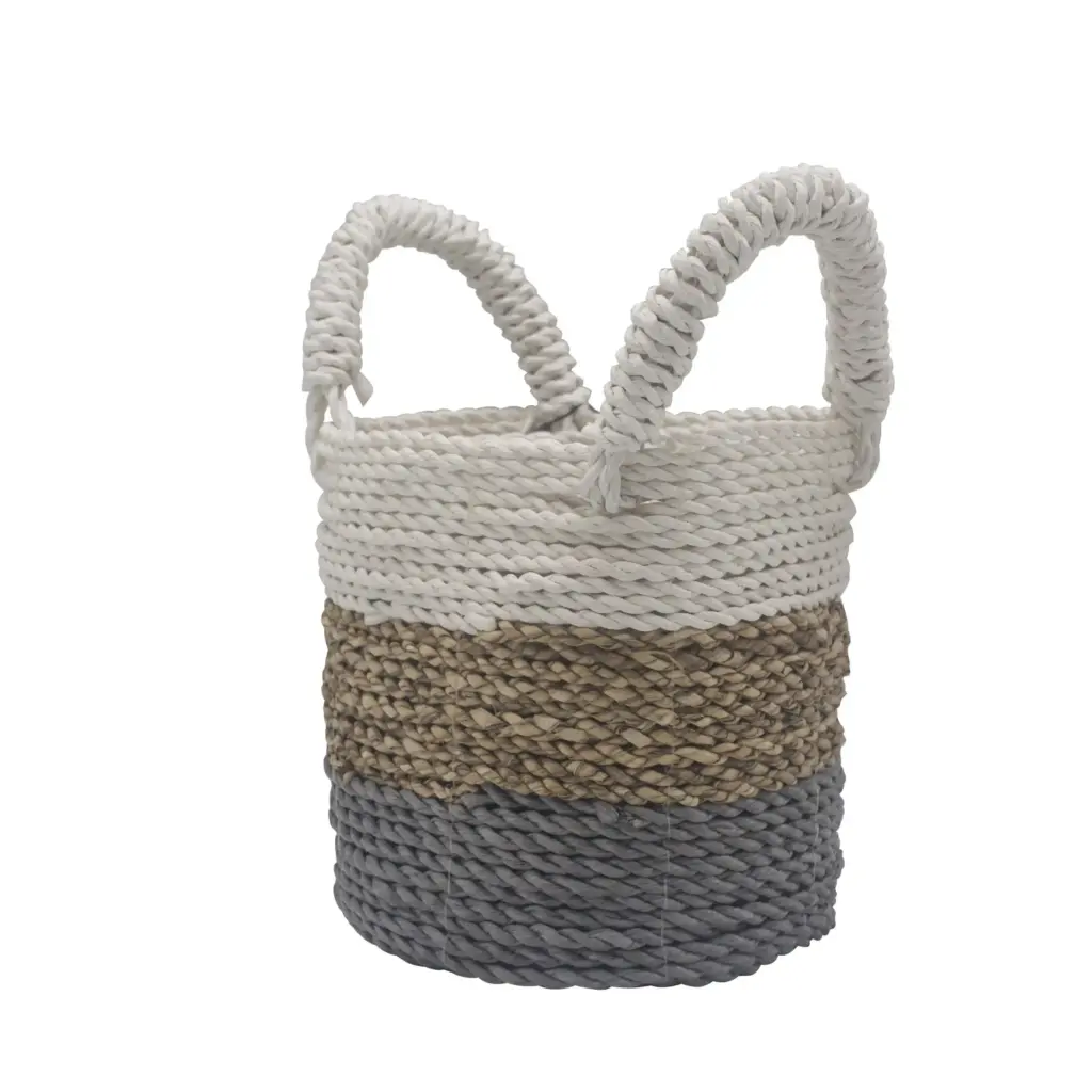 Seagrass Basket Set – Grey / Natural / White | www.artisangoods.co.uk 2