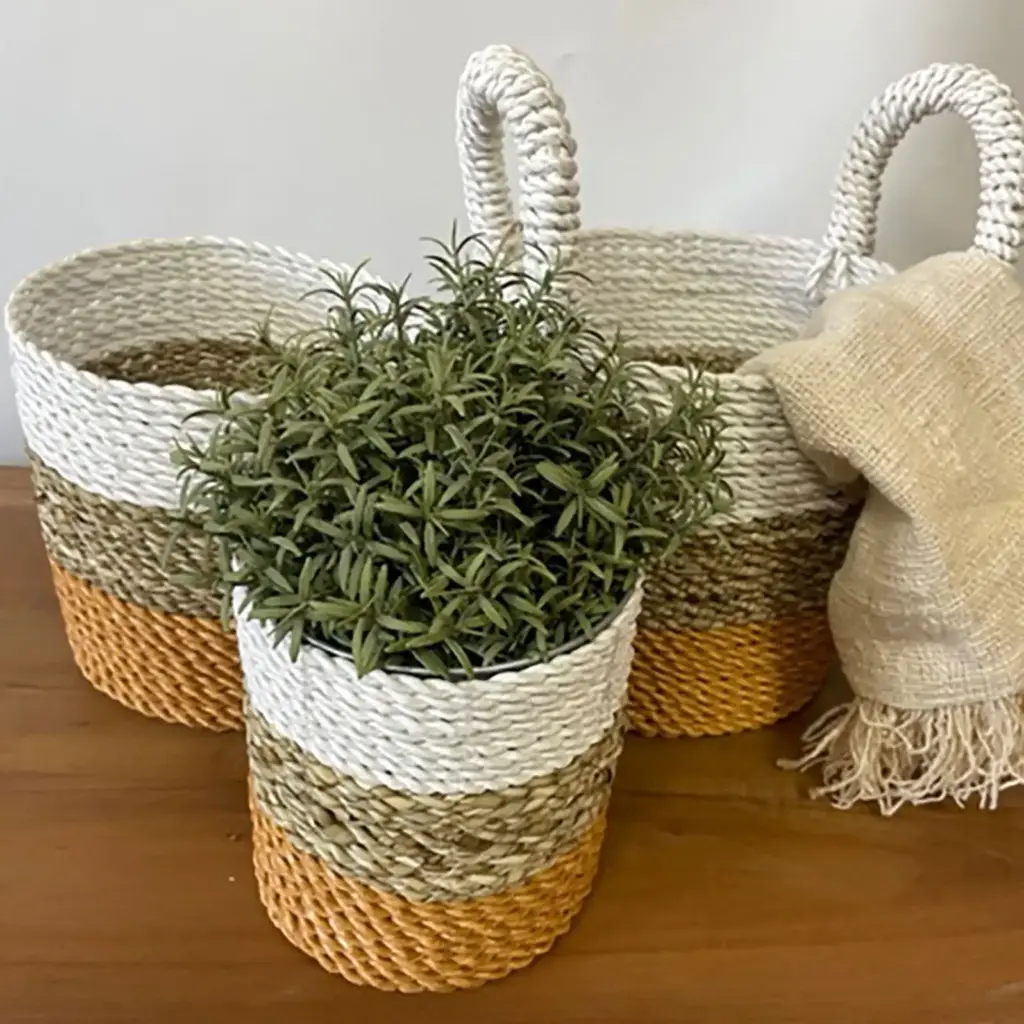 Seagrass Basket Set – Orange / Natural / White | www.artisangoods.co.uk 6