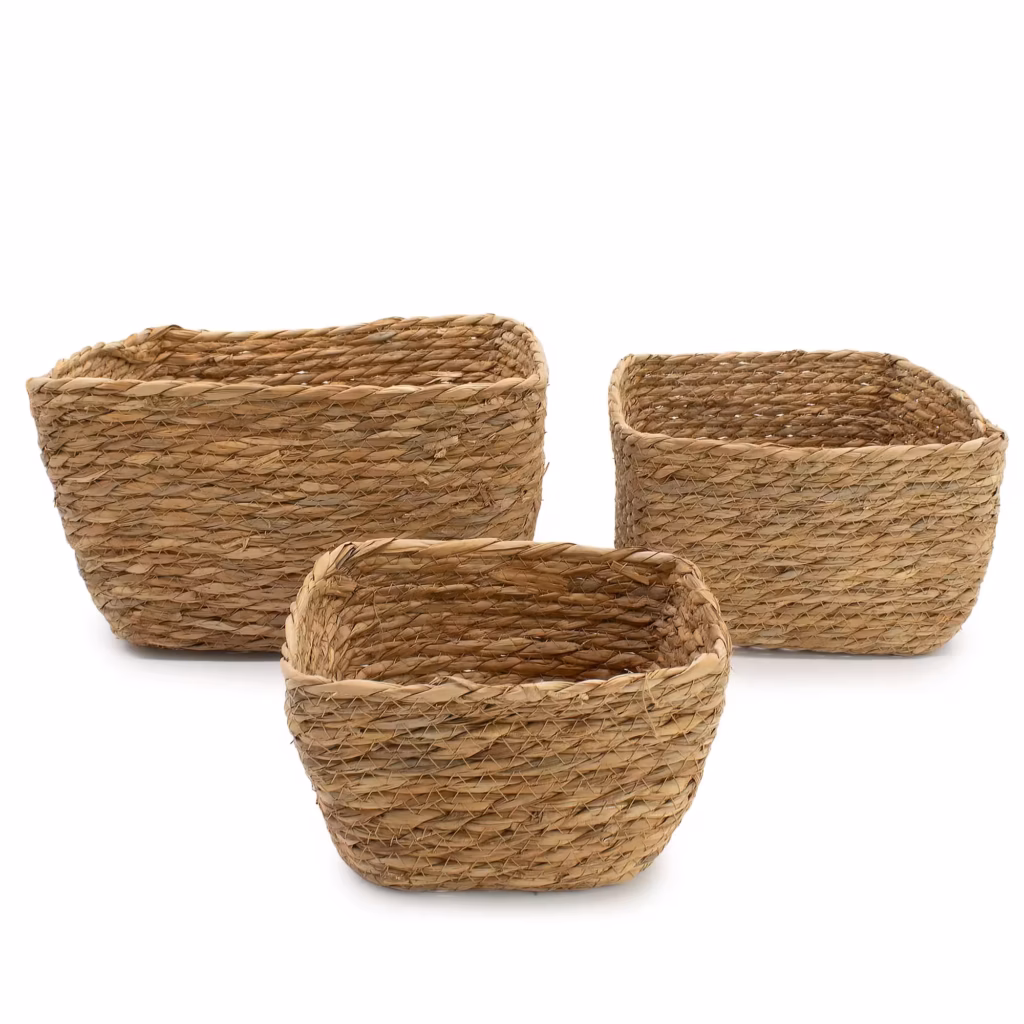 Seagrass Square Baskets – Natural – Set of 3 | www.artisangoods.co.uk