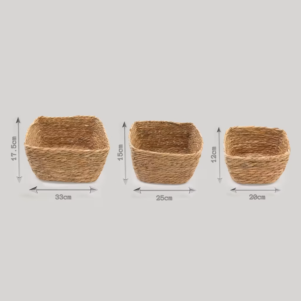 Seagrass Square Baskets – Natural – Set of 3 | www.artisangoods.co.uk 8