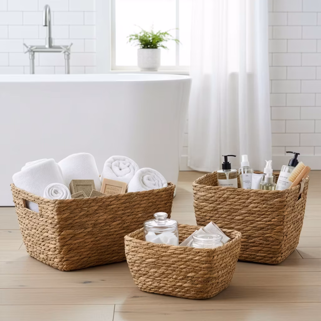 Seagrass Square Baskets – Natural – Set of 3 | www.artisangoods.co.uk 7