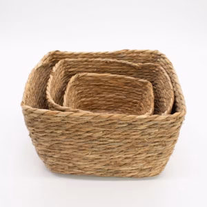 Seagrass Square Baskets – Natural – Set of 3 | www.artisangoods.co.uk 2