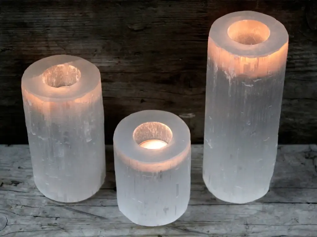 Selenite Cylinder Candle Holder – 15 cm | www.artisangoods.co.uk 3