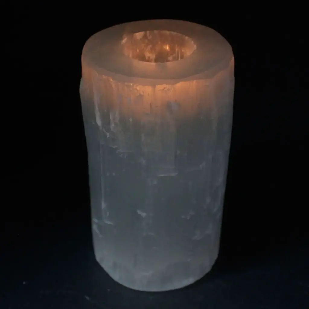 Selenite Cylinder Candle Holder – 15 cm | www.artisangoods.co.uk 2