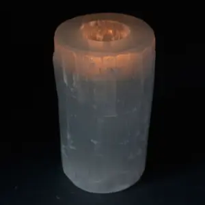 Selenite Cylinder Candle Holder – 15 cm | www.artisangoods.co.uk 2