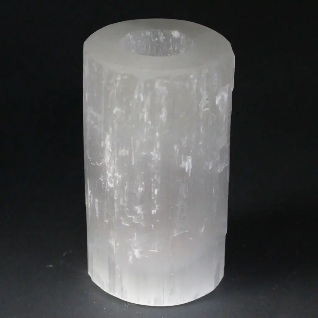 Selenite Cylinder Candle Holder – 15 cm | www.artisangoods.co.uk