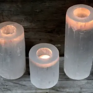 Selenite Cylinder Candle Holder – 20 cm | www.artisangoods.co.uk 3