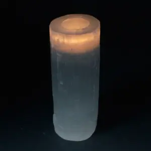 Selenite Cylinder Candle Holder – 20 cm | www.artisangoods.co.uk 2