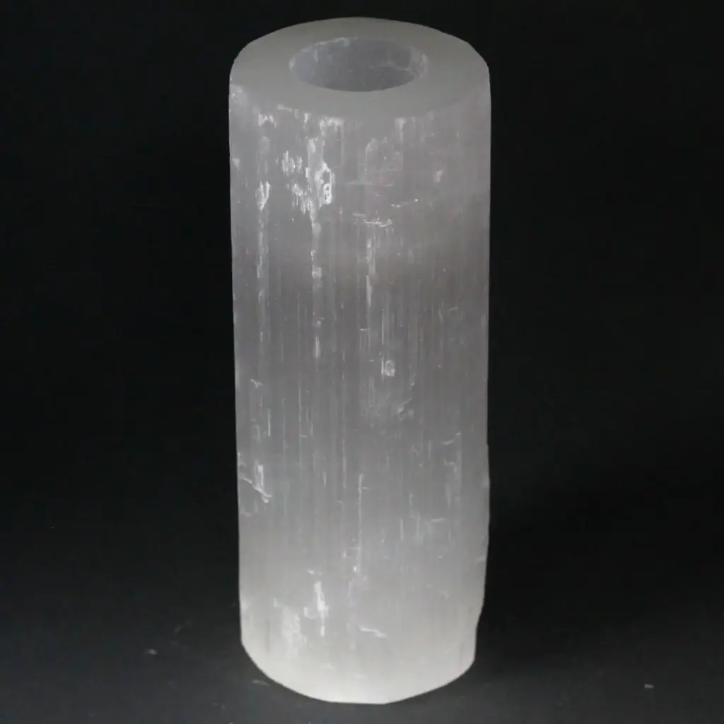 Selenite Cylinder Candle Holder – 20 cm | www.artisangoods.co.uk