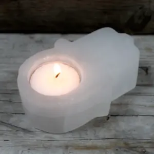 Selenite Hamsa Candle Holder  | www.artisangoods.co.uk 2