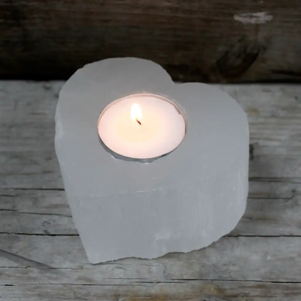 Selenite Heart Candle Holder | www.artisangoods.co.uk 3