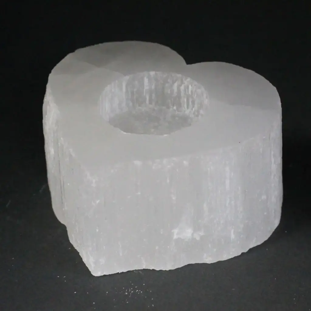 Selenite Heart Candle Holder | www.artisangoods.co.uk