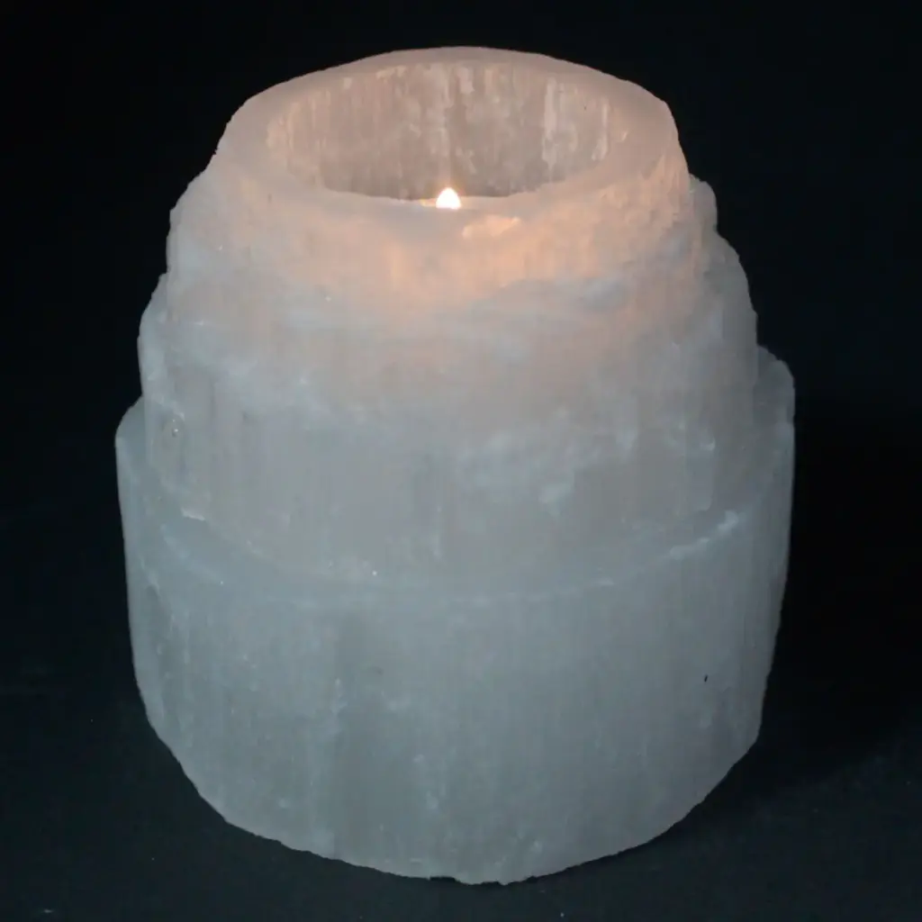 Selenite Mountain Top Candle Holder – 8 cm | www.artisangoods.co.uk 2