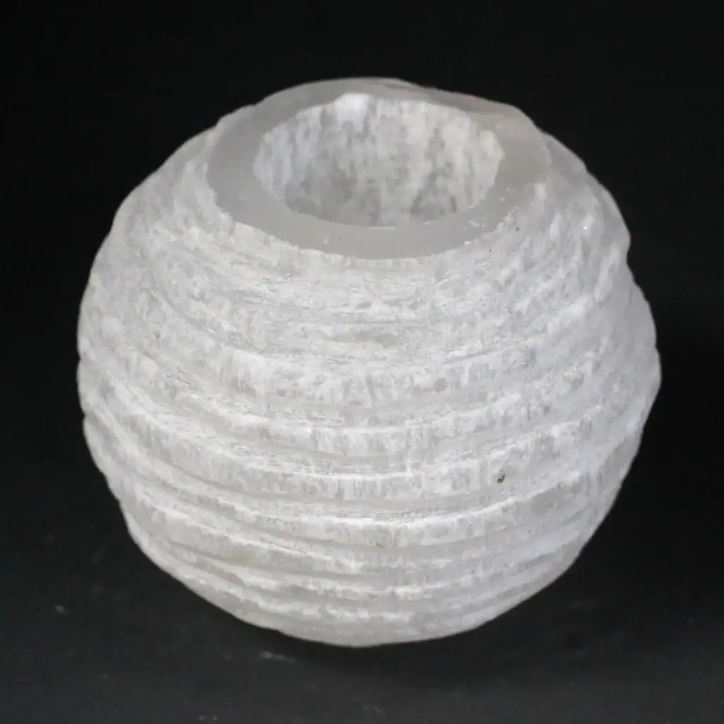 Selenite Snowball Candle Holder – 8 cm | www.artisangoods.co.uk