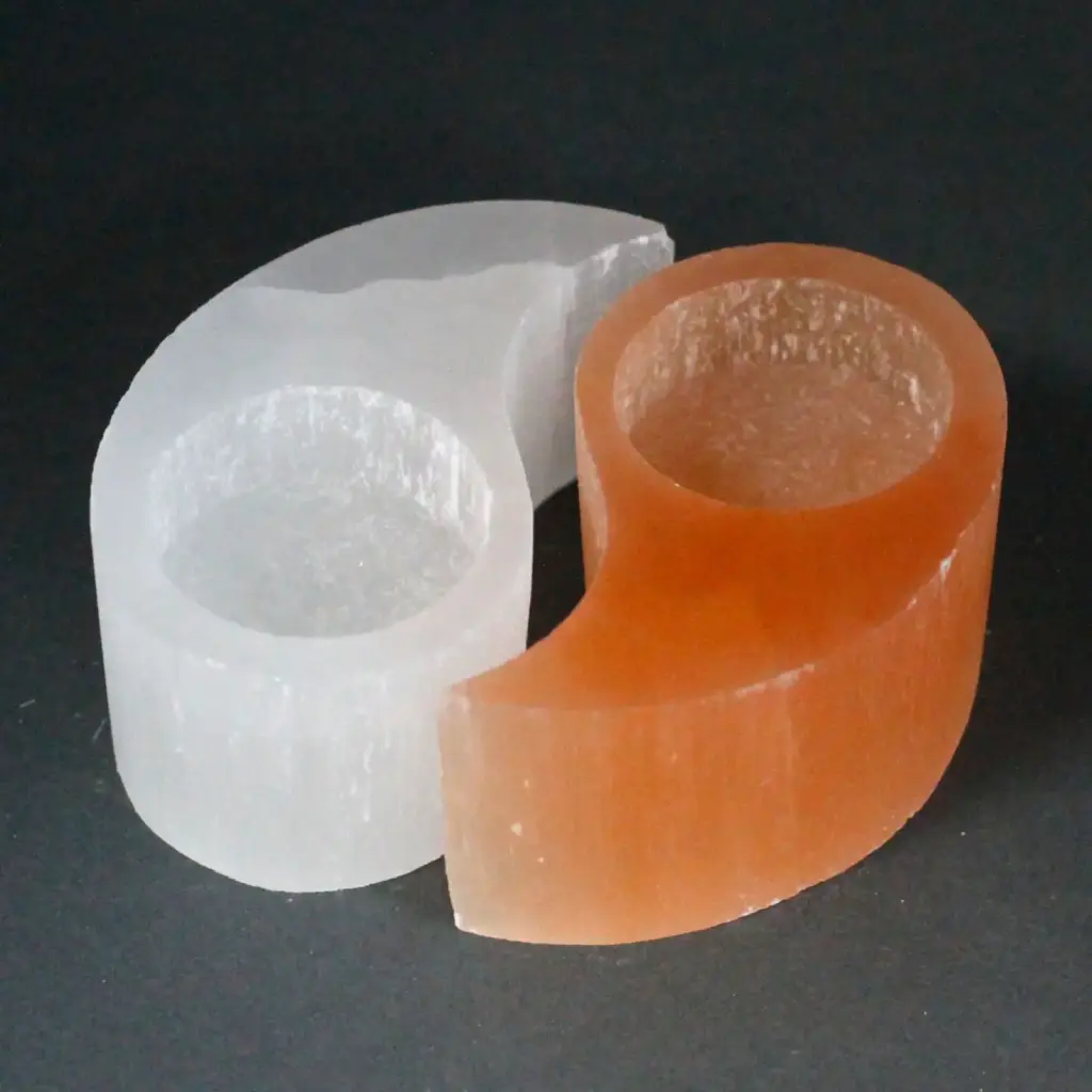 Selenite Ying Yang Candle Holder | www.artisangoods.co.uk