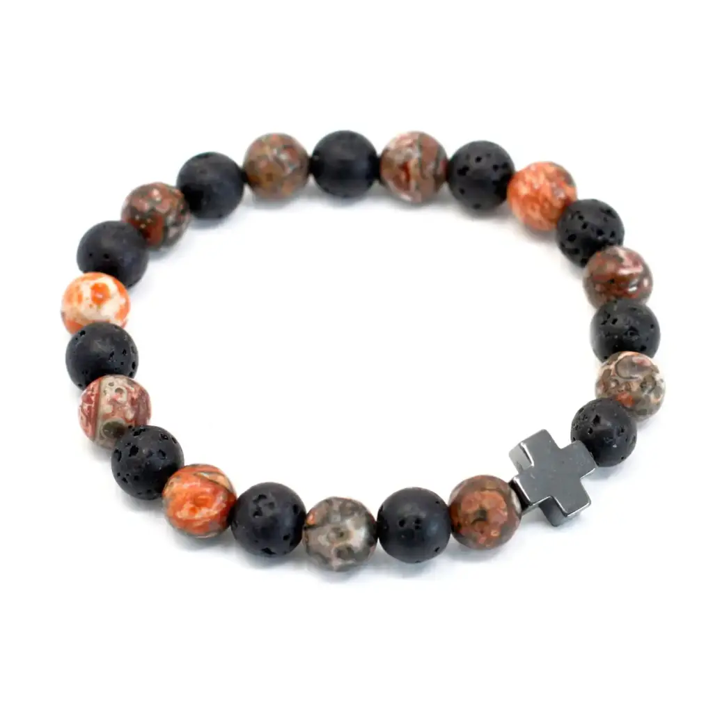 Set of 2 Gemstones Friendship Bracelets – Eternity – Leopard Skin Jasper & Lava Stone | www.artisangoods.co.uk 3