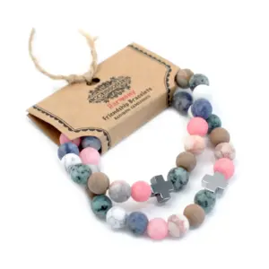Set of 2 Gemstones Friendship Bracelets – Harmony – Rainbow Gemstones | www.artisangoods.co.uk 2