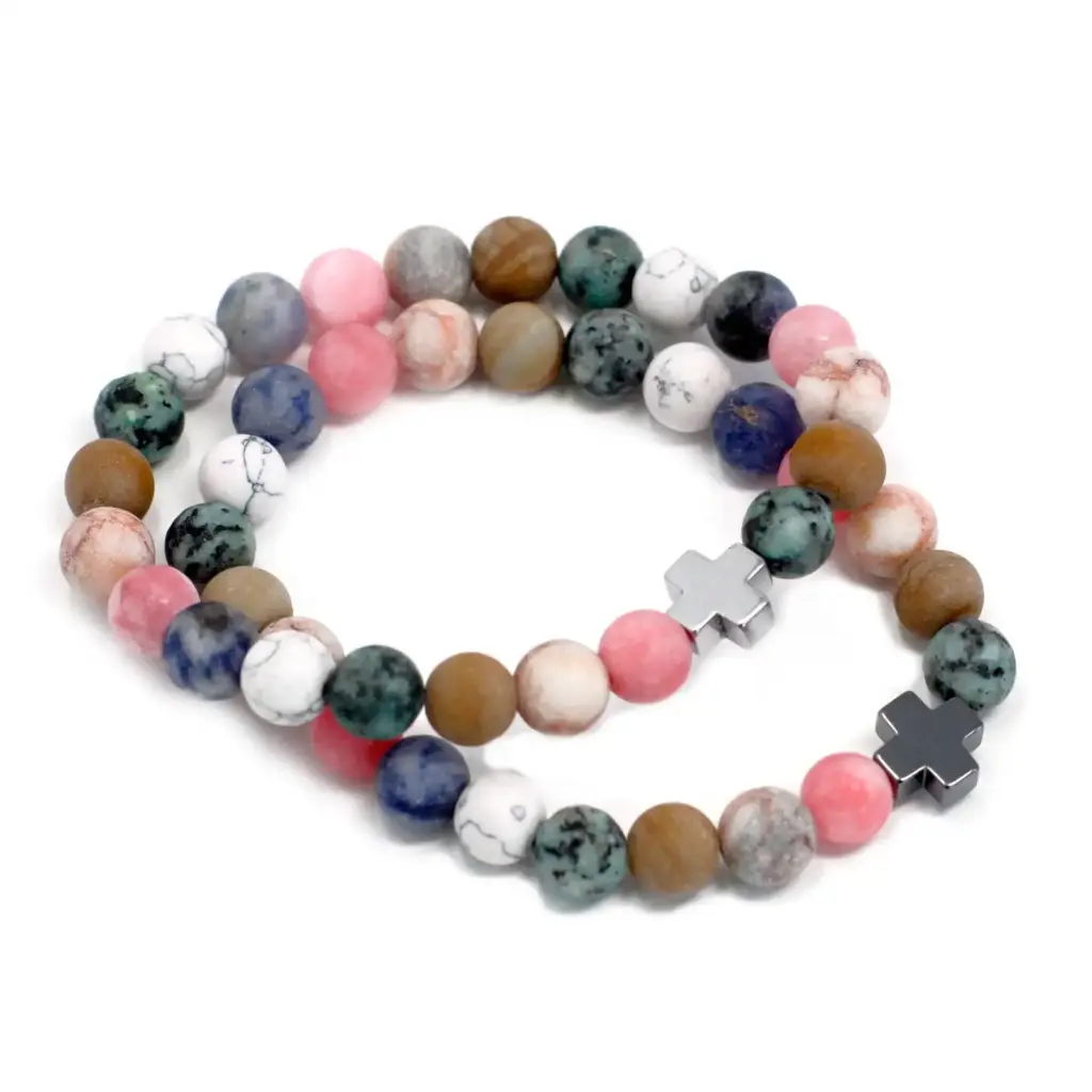 Set of 2 Gemstones Friendship Bracelets – Harmony – Rainbow Gemstones | www.artisangoods.co.uk
