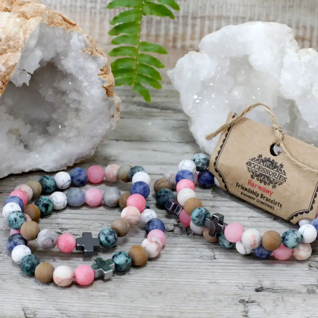 Set of 2 Gemstones Friendship Bracelets – Harmony – Rainbow Gemstones | www.artisangoods.co.uk 4