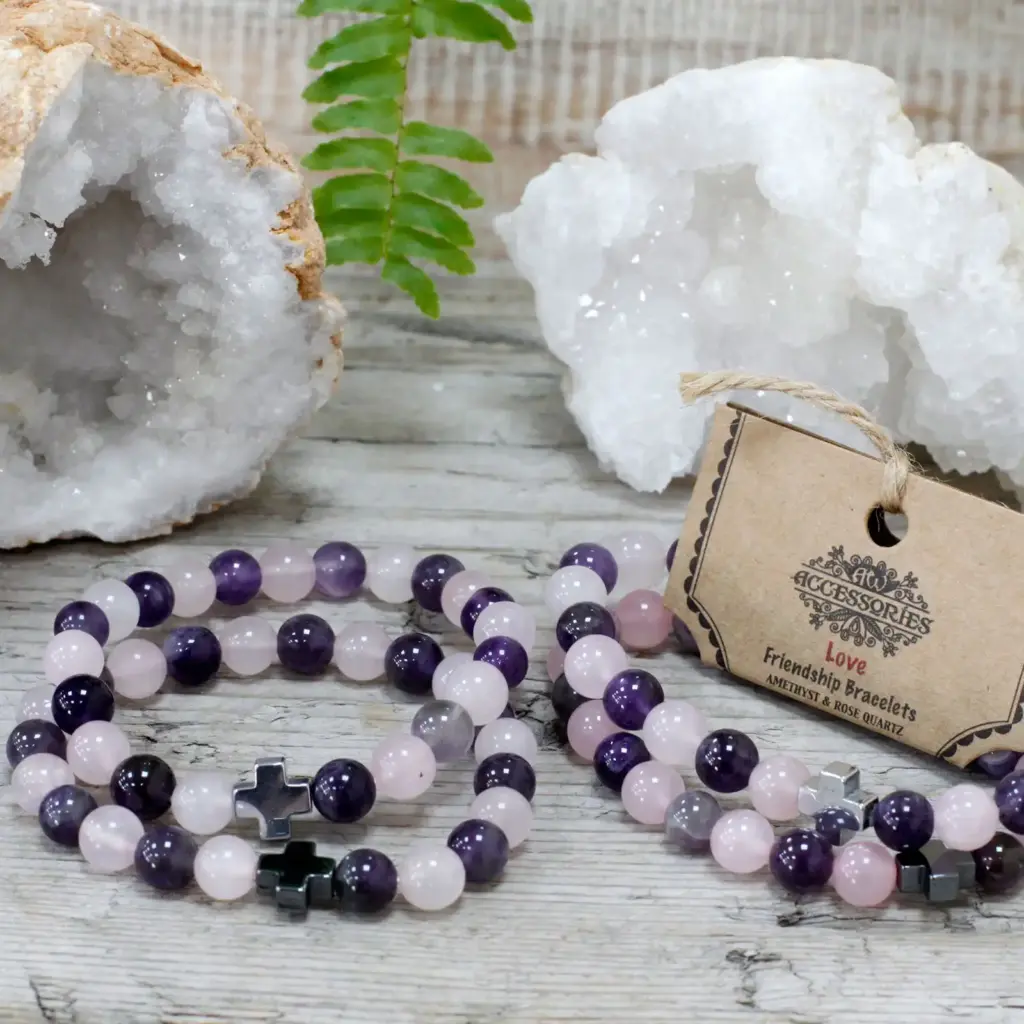 Set of 2 Gemstones Friendship Bracelets – Love – Amethyst & Rose Quartz | www.artisangoods.co.uk 5
