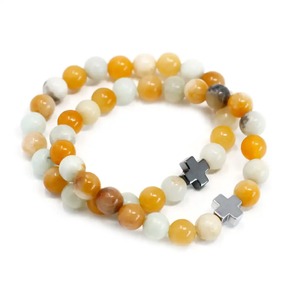 Set of 2 Gemstones Friendship Bracelets – Loyalty – Amazonite & Yellow Jasper | www.artisangoods.co.uk