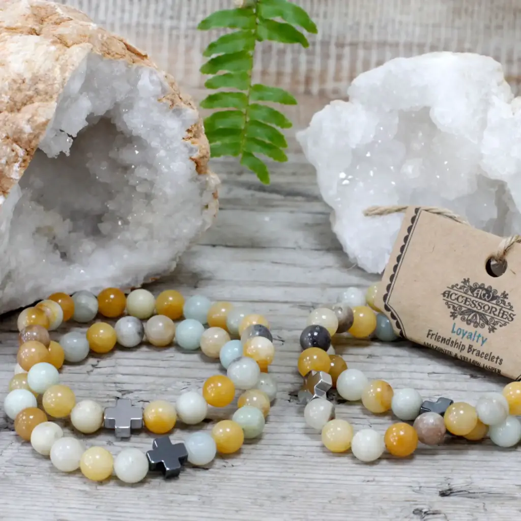 Set of 2 Gemstones Friendship Bracelets – Loyalty – Amazonite & Yellow Jasper | www.artisangoods.co.uk 4