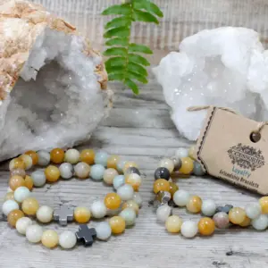 Set of 2 Gemstones Friendship Bracelets – Loyalty – Amazonite & Yellow Jasper | www.artisangoods.co.uk 4