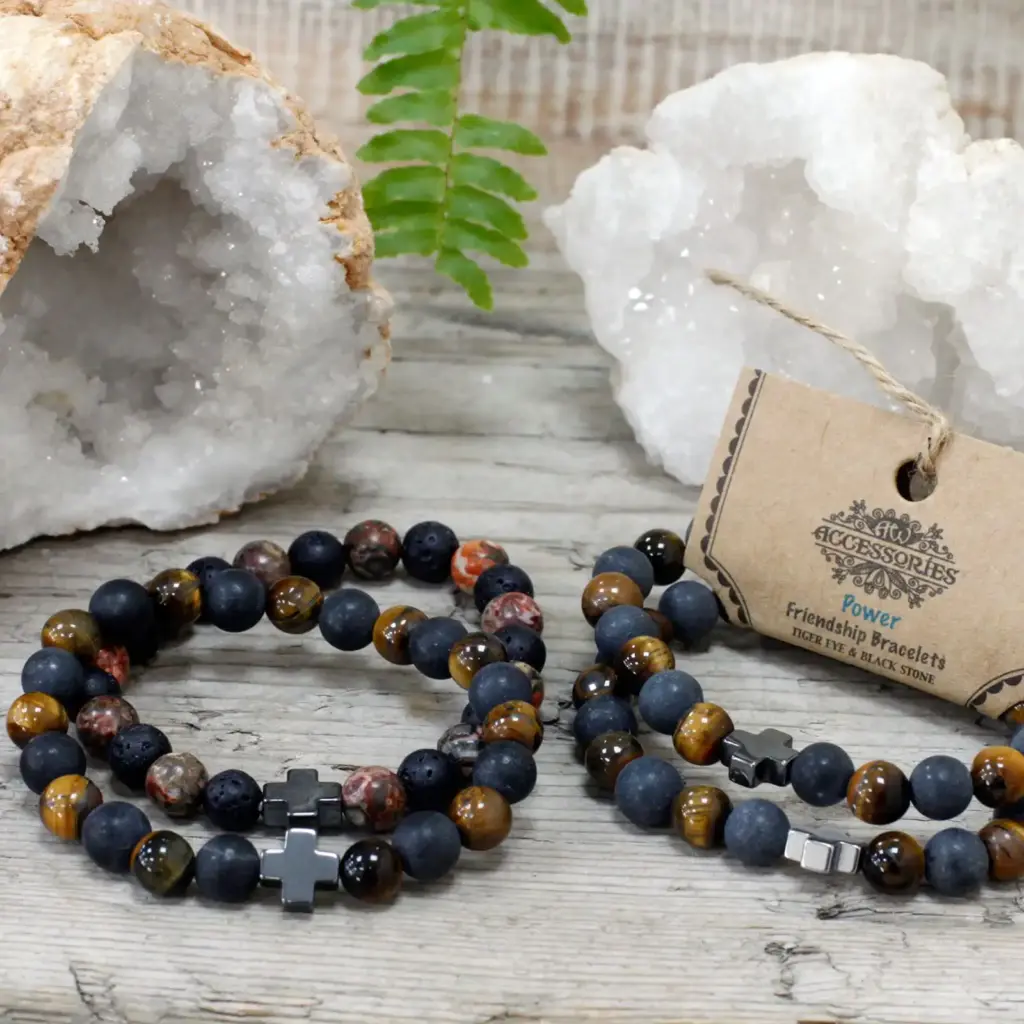 Set of 2 Gemstones Friendship Bracelets – Power – Tiger Eye & Black Stone | www.artisangoods.co.uk 4