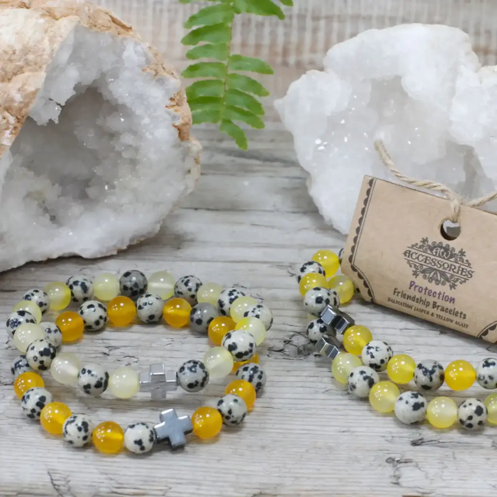Set of 2 Gemstones Friendship Bracelets – Protection – Dalmatian Jasper & Yellow Agate | www.artisangoods.co.uk 4 Set of 2 Gemstones Friendship Bracelets – Protection – Dalmatian Jasper & Yellow Agate | www.artisangoods.co.uk 4