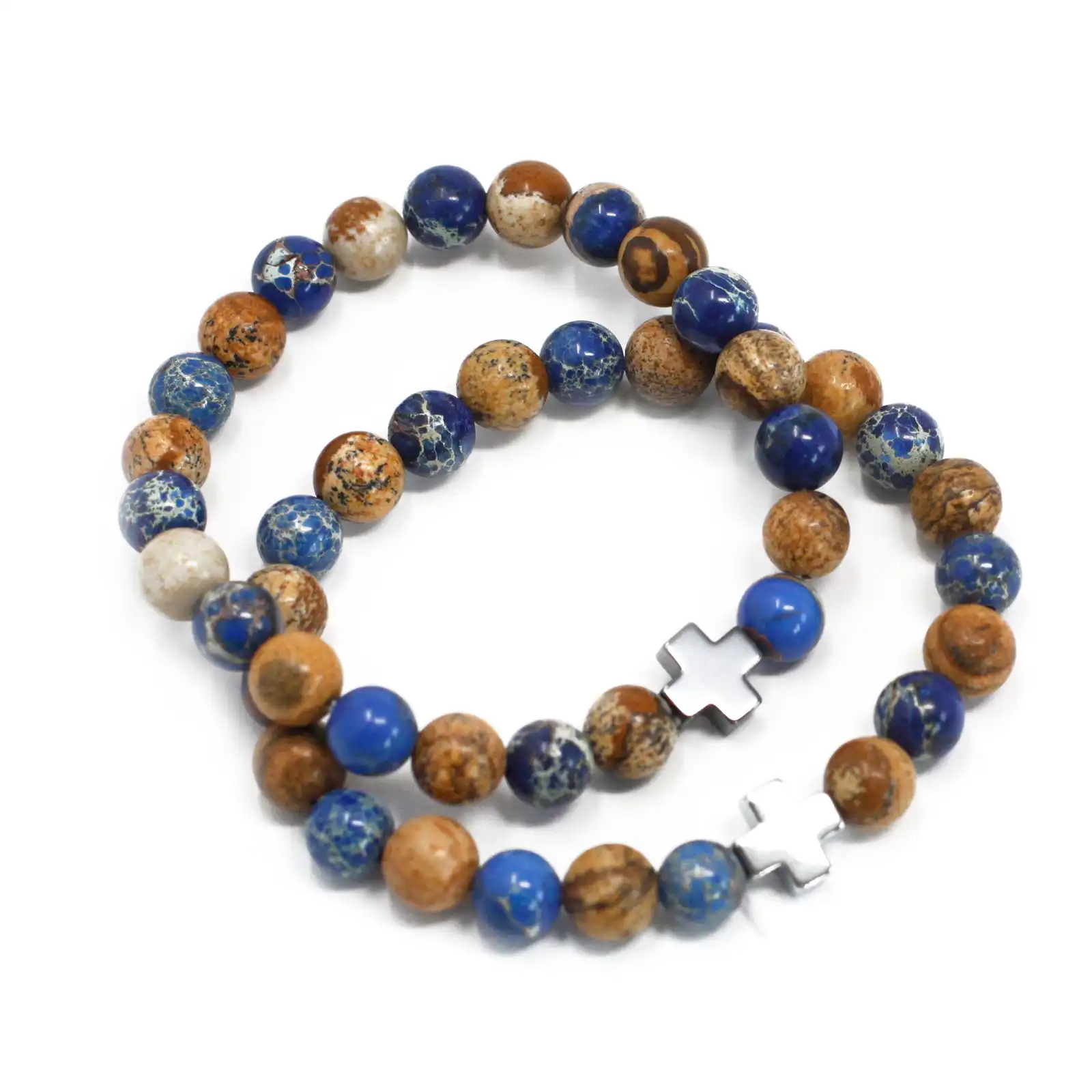 Set of 2 Gemstones Friendship Bracelets – Support – Sodalite & Picture Stone | www.artisangoods.co.uk 2 Set of 2 Gemstones Friendship Bracelets – Support – Sodalite & Picture Stone | www.artisangoods.co.uk 1