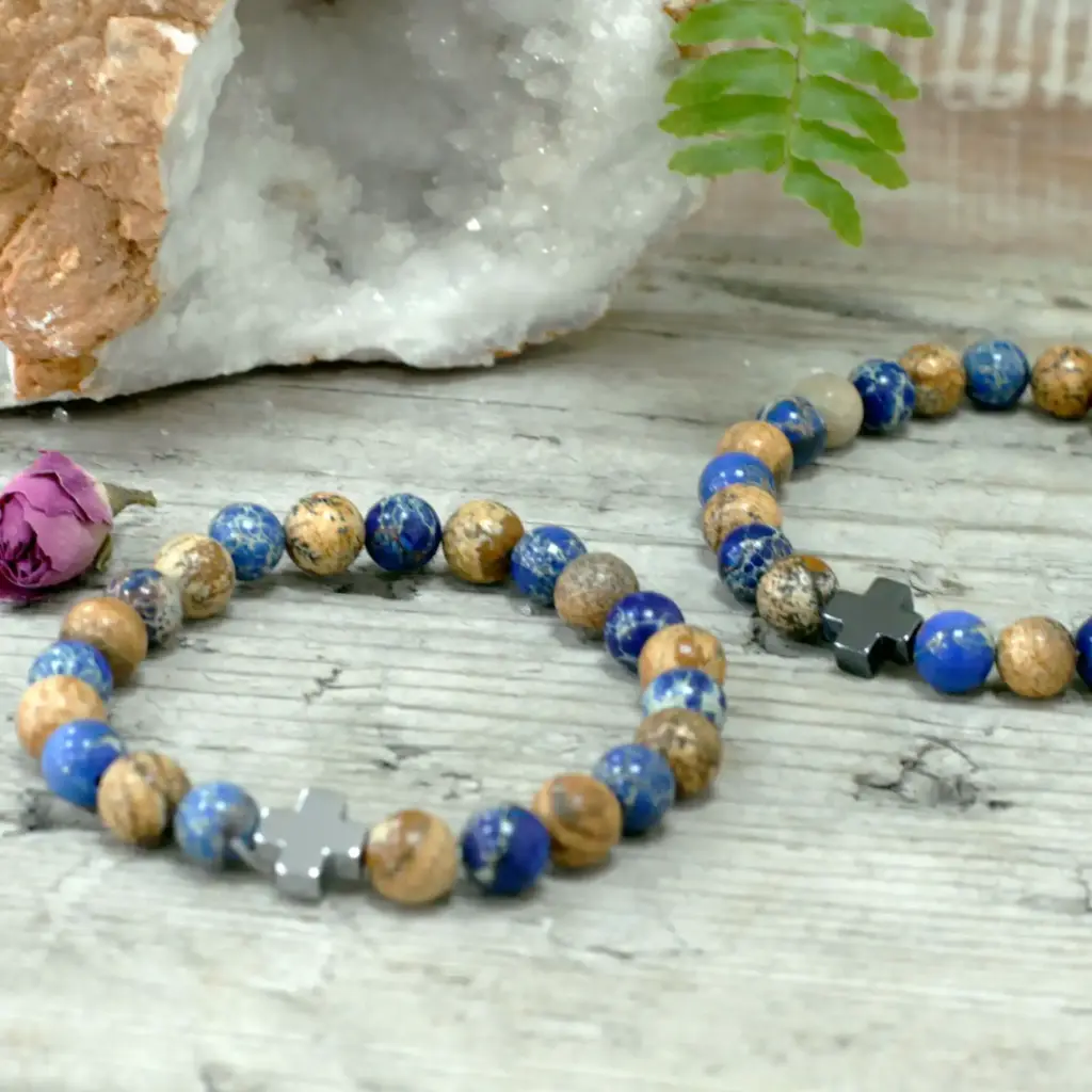 Set of 2 Gemstones Friendship Bracelets – Support – Sodalite & Picture Stone | www.artisangoods.co.uk 7