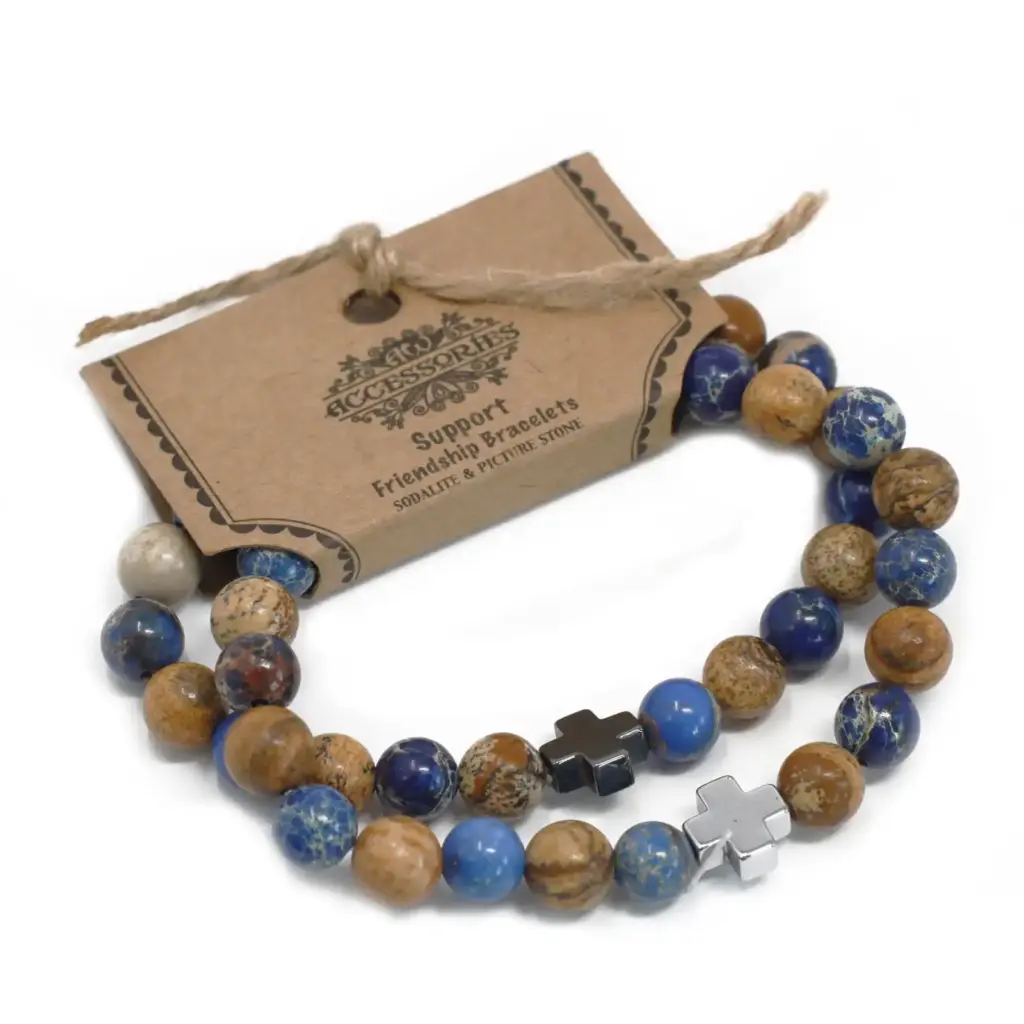 Set of 2 Gemstones Friendship Bracelets – Support – Sodalite & Picture Stone | www.artisangoods.co.uk 6