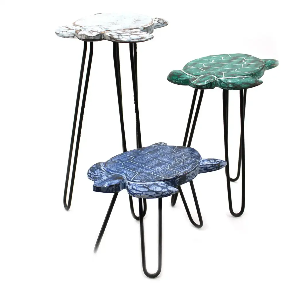Set of 3 Albasia Wood Plant Stands – Turtles | www.artisangoods.co.uk Set of 3 Albasia Wood Plant Stands – Turtles | www.artisangoods.co.uk