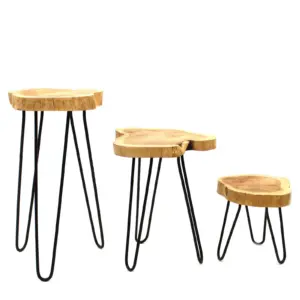 Set of 3 Gamal Wood Plant Stands – Natural | www.artisangoods.co.uk 7