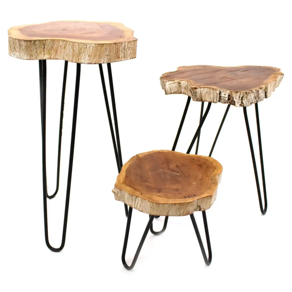 Set of 3 Gamal Wood Plant Stands – Whitewash | www.artisangoods.co.uk Set of 3 Gamal Wood Plant Stands – Whitewash | www.artisangoods.co.uk