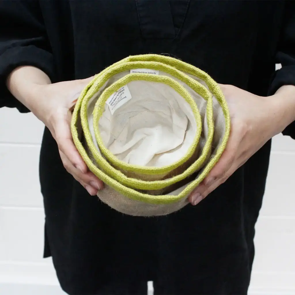Set of 3 Natural Jute Baskets – Olive | www.artisangoods.co.uk 3