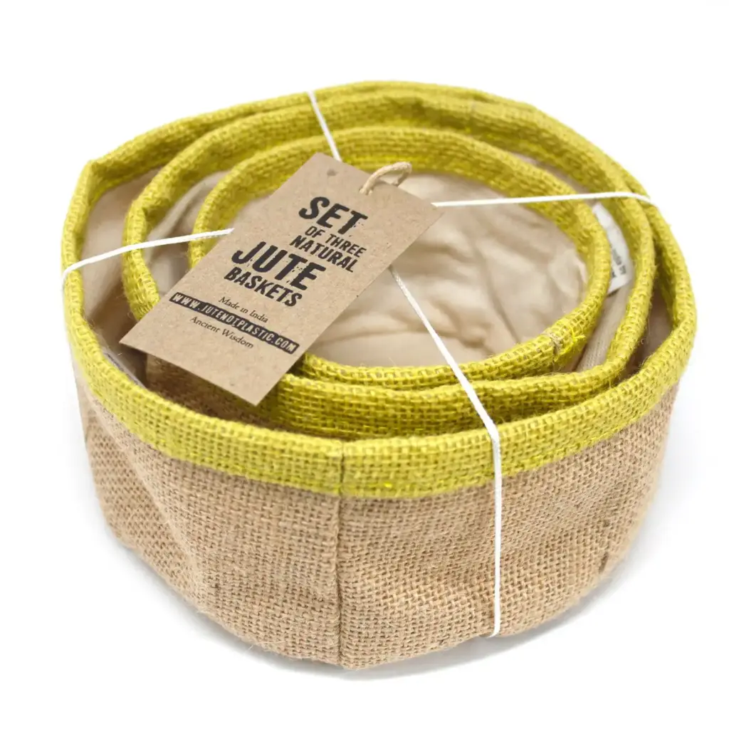 Set of 3 Natural Jute Baskets – Olive | www.artisangoods.co.uk