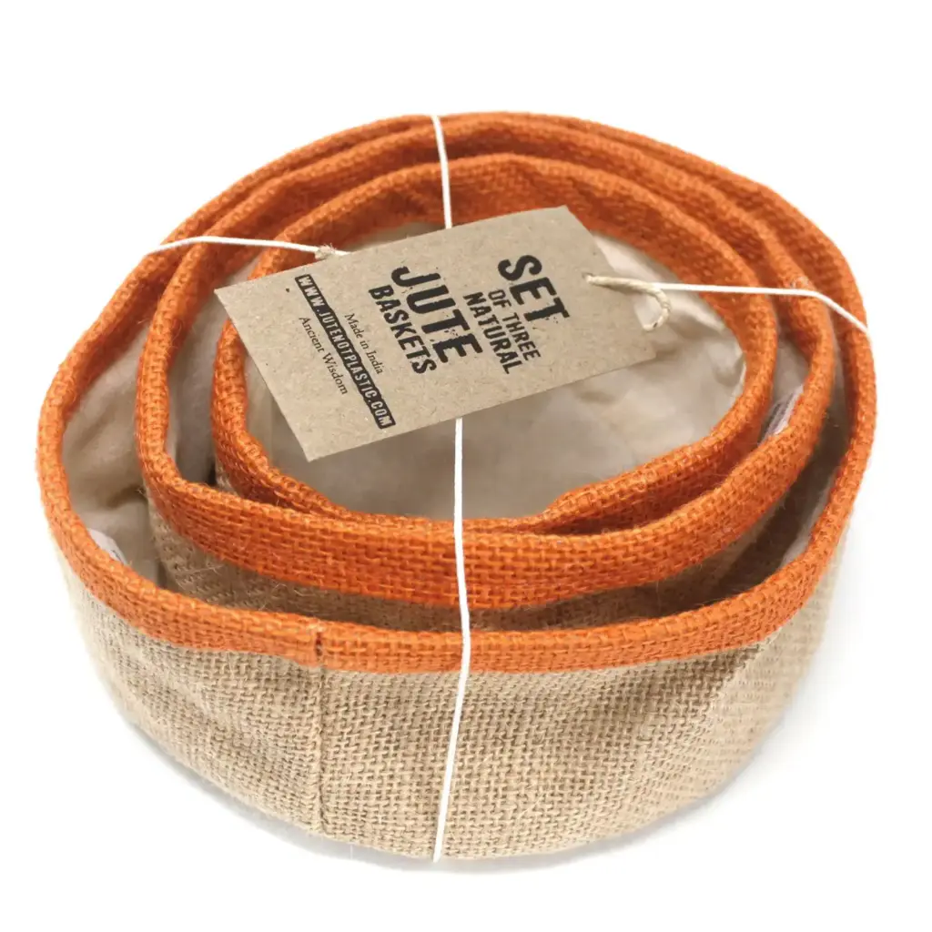 Set of 3 Natural Jute Baskets – Turmeric | www.artisangoods.co.uk 2