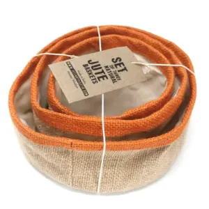 Set of 3 Natural Jute Baskets – Turmeric | www.artisangoods.co.uk 2