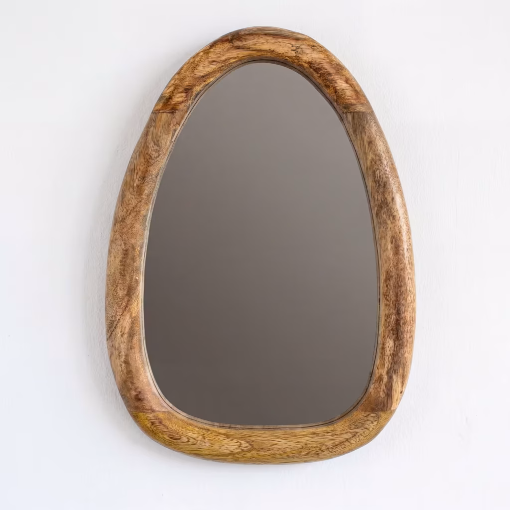 Set of 3 Pebble Shaped Mirrors – Light Wood Finish | www.artisangoods.co.uk