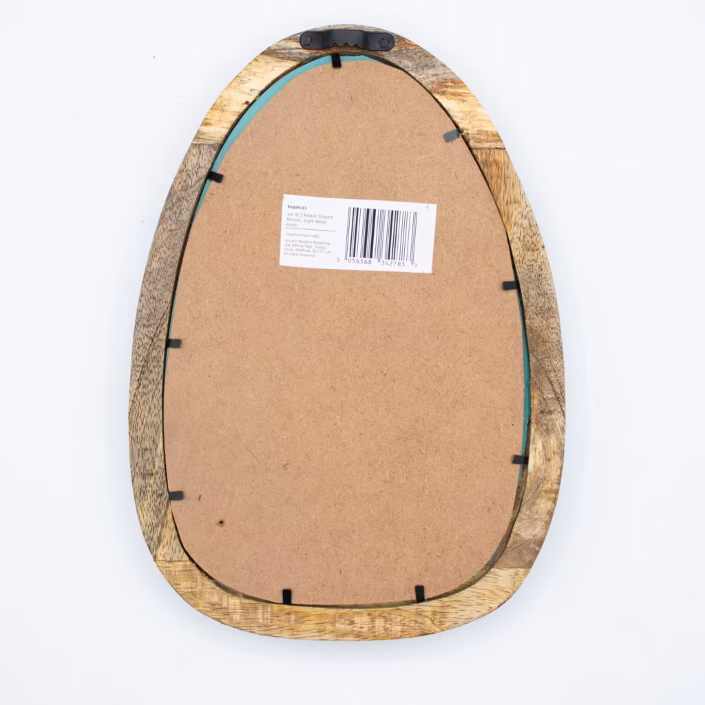 Set of 3 Pebble Shaped Mirrors – Light Wood Finish | www.artisangoods.co.uk 2