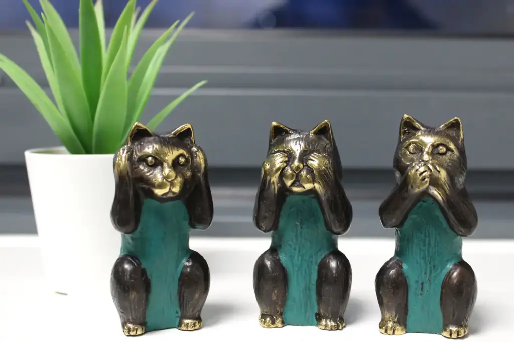 Set of 3 – See No, Hear No, Speak No Evil – Brass Cats | www.artisangoods.co.uk 4