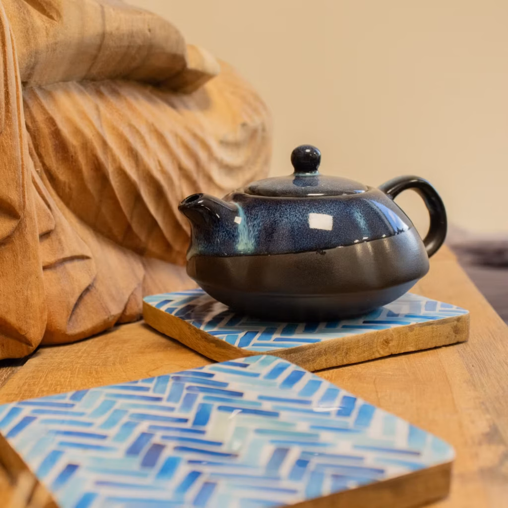 Set of 4 Square Coasters –  Blue Stripes | www.artisangoods.co.uk 6