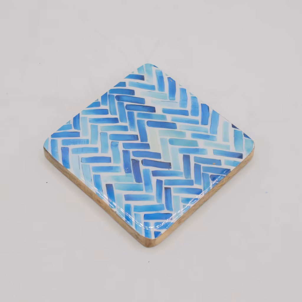 Set of 4 Square Coasters –  Blue Stripes | www.artisangoods.co.uk 5